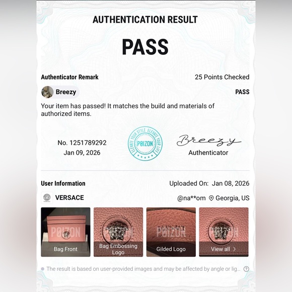 NWT Authentic Versace Blush Pink Card Holder with box dust bag and COA❤️ - Picture 7 of 7